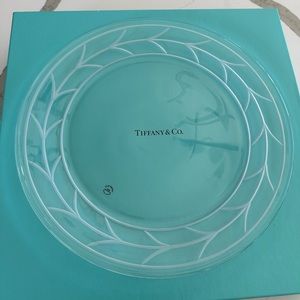 Tiffany & Co Wheat Leaf Platter in Crystal Glass